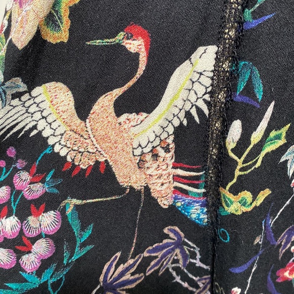 Alice + Olivia Amara Floral Bird Print Lace Trim Dress, Size 0 - Picture 7 of 12